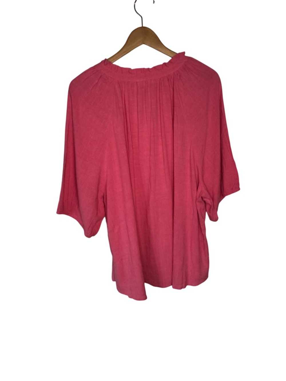 Westbound Womens Henley Blouse Pink Embroidered 2X Gathered Elastic Sleeves NWT - Picture 4 of 7